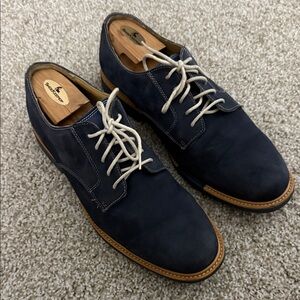 Cole Haan Men's Navy Blue Nubuck Plain Toe Oxfords - EUC